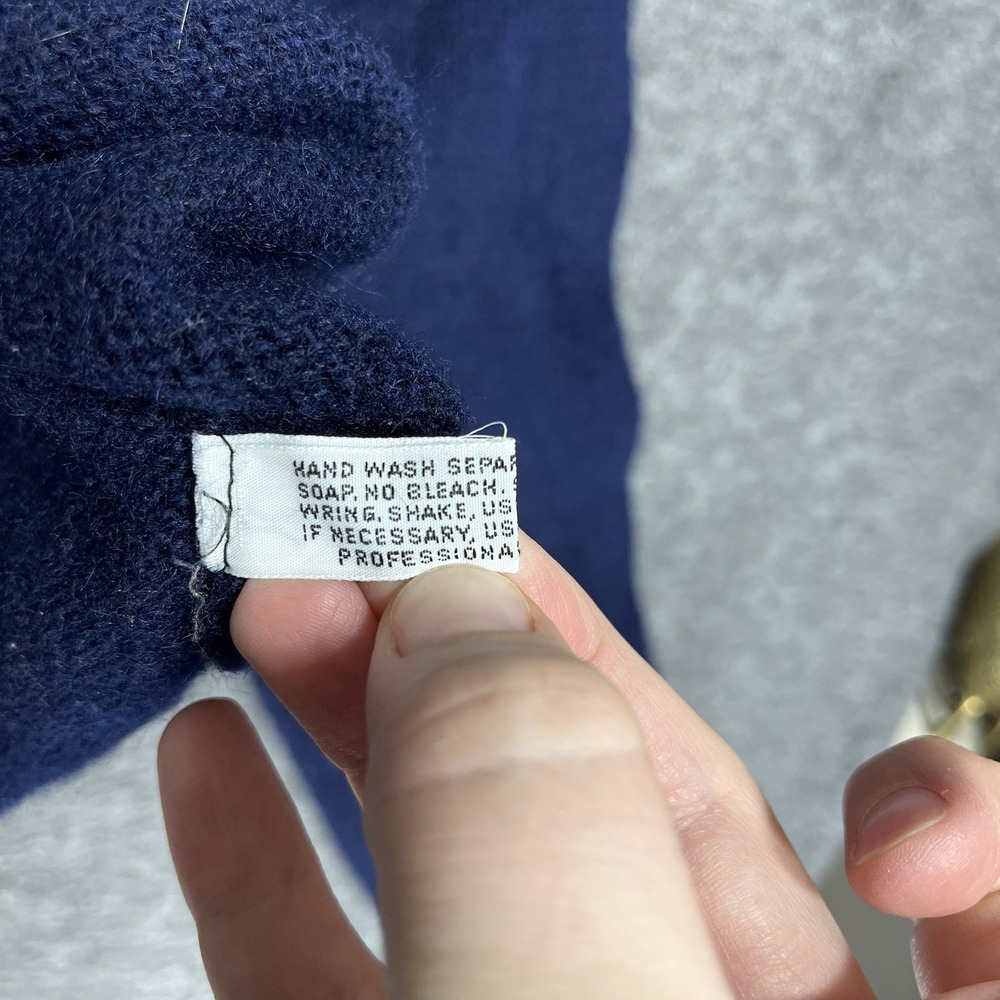 Vintage 1970s Izod Lacoste Sweater Mens Large Blue 100% Wool Long Sleeve - Picture 12 of 16
